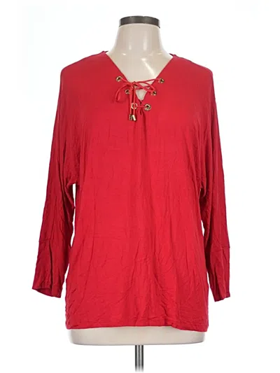 Pre-owned Calvin Klein 3/4 Sleeve Blouse In Red