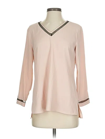 Pre-owned Calvin Klein 3/4 Sleeve Blouse In Tan