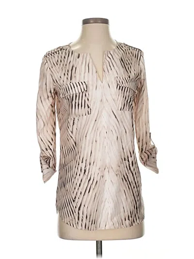Pre-owned Calvin Klein 3/4 Sleeve Blouse In Tan