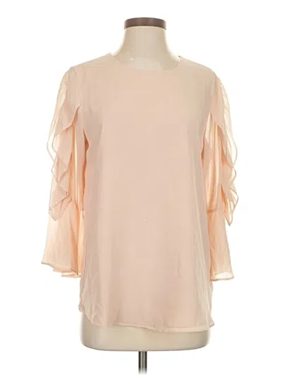 Pre-owned Calvin Klein 3/4 Sleeve Blouse In Tan