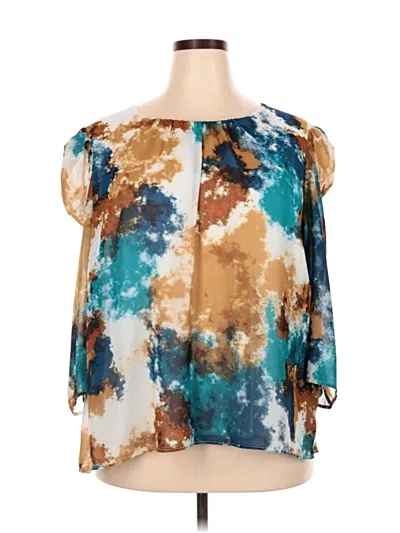 Pre-owned Calvin Klein 3/4 Sleeve Blouse In Teal