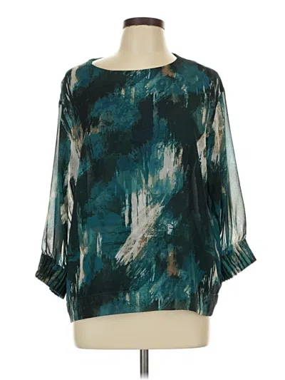 Pre-owned Calvin Klein 3/4 Sleeve Blouse In Teal