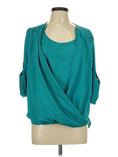 Pre-owned Calvin Klein 3/4 Sleeve Blouse In Teal