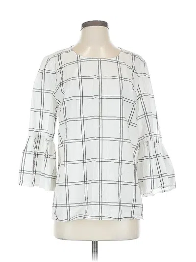 Pre-owned Calvin Klein 3/4 Sleeve Blouse In White