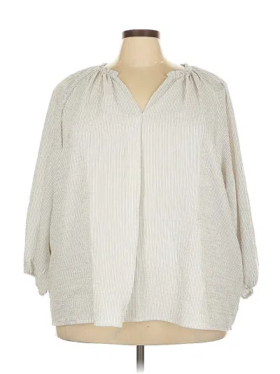 Pre-owned Calvin Klein 3/4 Sleeve Blouse In White