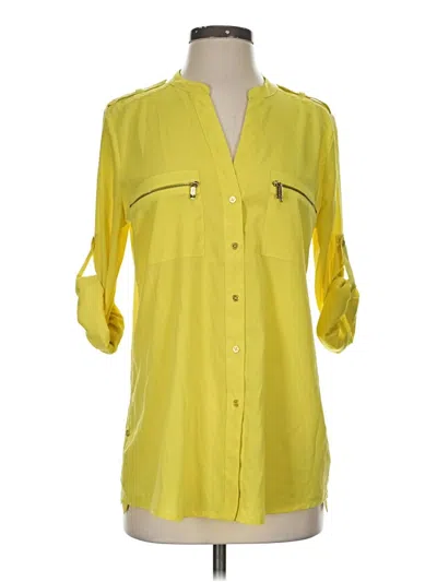 Pre-owned Calvin Klein 3/4 Sleeve Blouse In Yellow