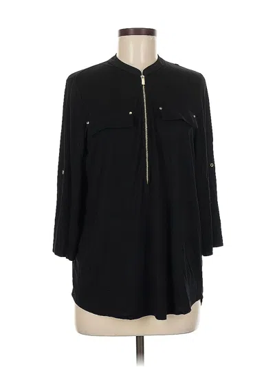 Pre-owned Calvin Klein 3/4 Sleeve Button Down Shirt In Black