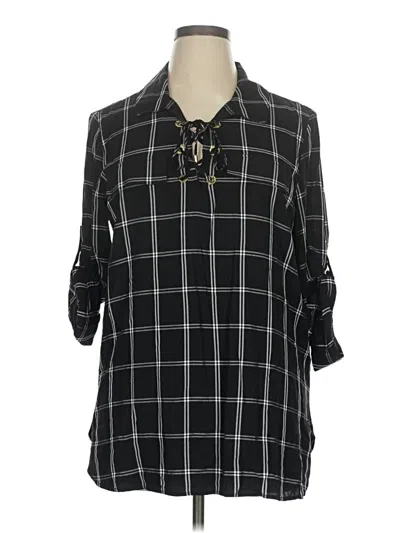 Pre-owned Calvin Klein 3/4 Sleeve Button Down Shirt In Black
