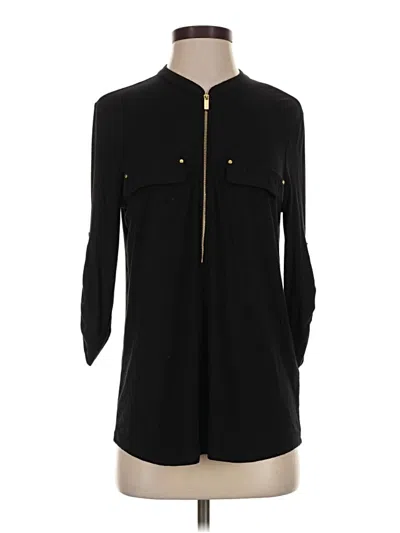 Pre-owned Calvin Klein 3/4 Sleeve Button Down Shirt In Black