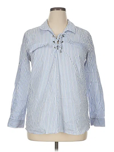 Pre-owned Calvin Klein 3/4 Sleeve Button Down Shirt In Blue