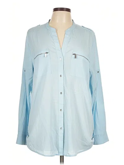 Pre-owned Calvin Klein 3/4 Sleeve Button Down Shirt In Blue