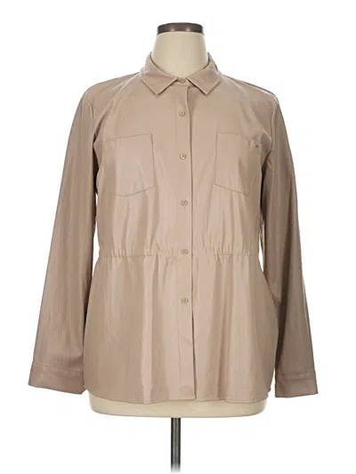 Pre-owned Calvin Klein 3/4 Sleeve Button Down Shirt In Brown
