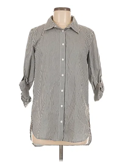 Pre-owned Calvin Klein 3/4 Sleeve Button Down Shirt In Gray