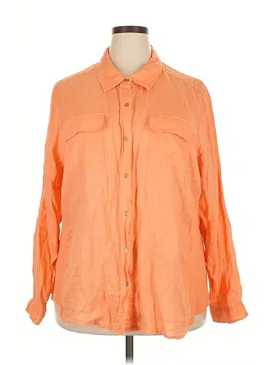 Pre-owned Calvin Klein 3/4 Sleeve Button Down Shirt In Orange