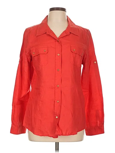 Pre-owned Calvin Klein 3/4 Sleeve Button Down Shirt In Red