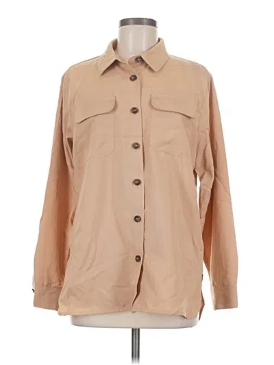 Pre-owned Calvin Klein 3/4 Sleeve Button Down Shirt In Tan