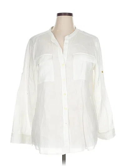 Pre-owned Calvin Klein 3/4 Sleeve Button Down Shirt In White