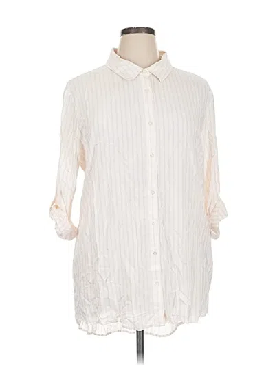 Pre-owned Calvin Klein 3/4 Sleeve Button Down Shirt In White