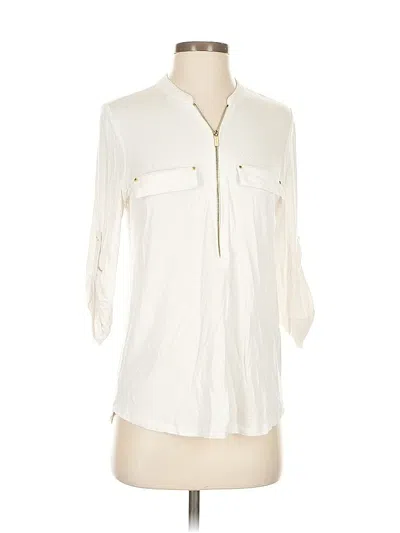 Pre-owned Calvin Klein 3/4 Sleeve Button Down Shirt In White
