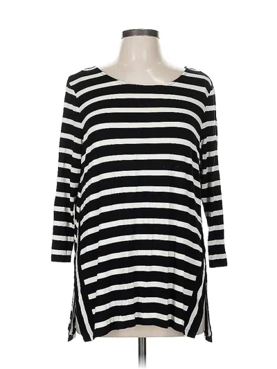 Pre-owned Calvin Klein 3/4 Sleeve Top Black Boatneck Tops