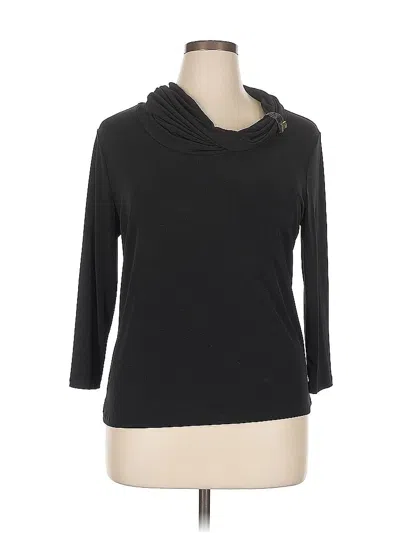 Pre-owned Calvin Klein 3/4 Sleeve Top Black Cowl Neck Tops