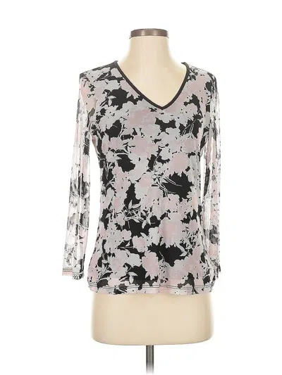 Pre-owned Calvin Klein 3/4 Sleeve Top Black V Neck Tops