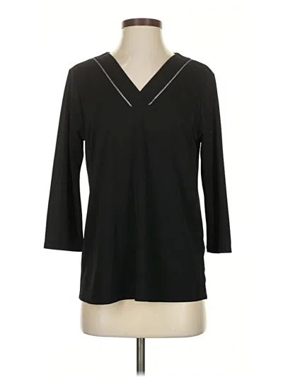 Pre-owned Calvin Klein 3/4 Sleeve Top Black V-neck Tops