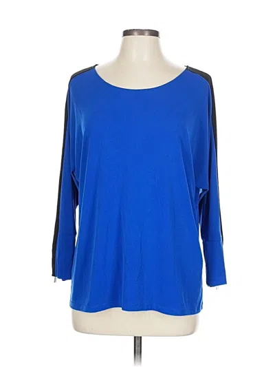 Pre-owned Calvin Klein 3/4 Sleeve Top Blue Boatneck Tops