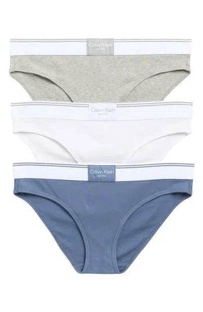 Calvin Klein 3-pack Balance Bikinis In Scorched D/ Grey Htr/ White