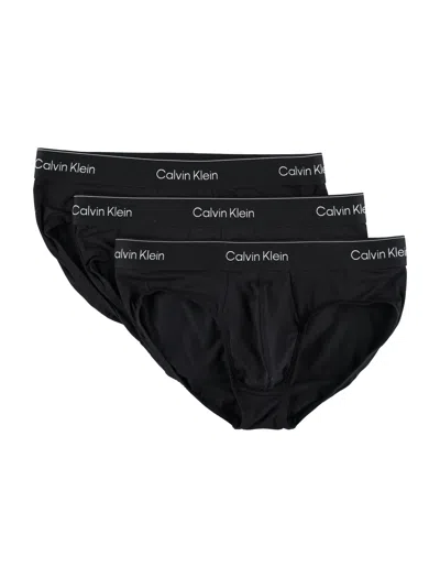 Calvin Klein 3-pack Cotton Blend Briefs In Black