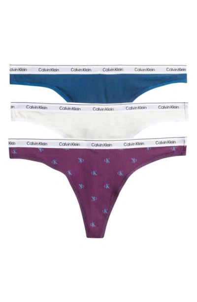 Calvin Klein 3-pack Cotton Thongs In Multi