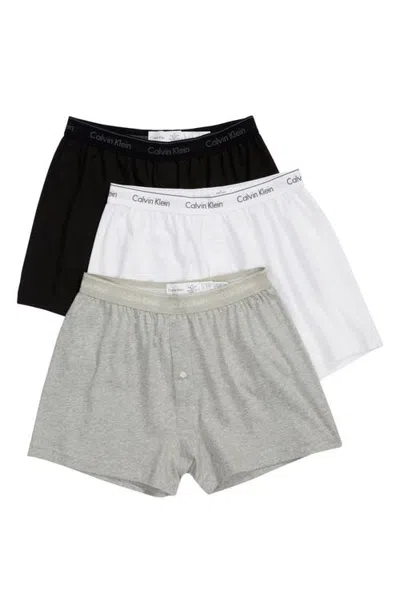 Calvin Klein 3-pack Knit Cotton Boxers In Black