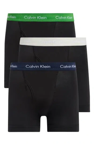 Calvin Klein 3-pack Stretch Cotton Boxer Briefs In Black