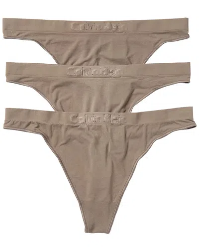 Calvin Klein 3pk Bonded Flex Thong In Brown