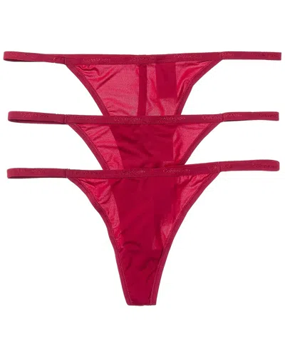 Calvin Klein 3pk Ideal Micro String Thong In Burgundy