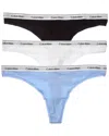 Calvin Klein 3pk Modern Logo Thong In Brown