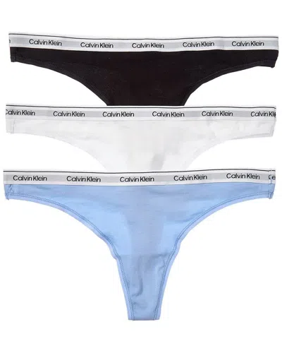 Calvin Klein 3pk Modern Logo Thong In Brown