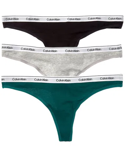 Calvin Klein 3pk Modern Logo Thong In Brown