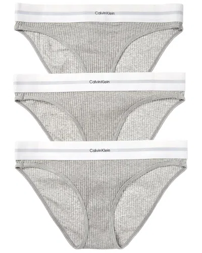 Calvin Klein 3pk Rib Bikini In Gray