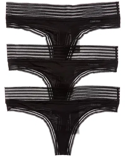 Calvin Klein 3pk Thong In Black