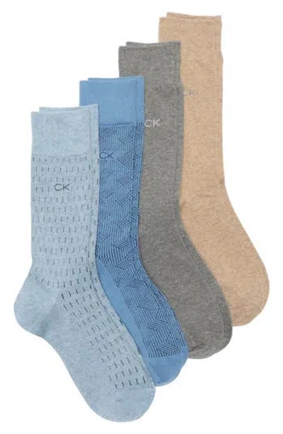 Calvin Klein 4-pack Assorted Combed Cotton Dress Socks In Multi