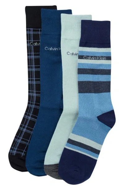Calvin Klein 4-pack Assorted Dress Socks In Blue