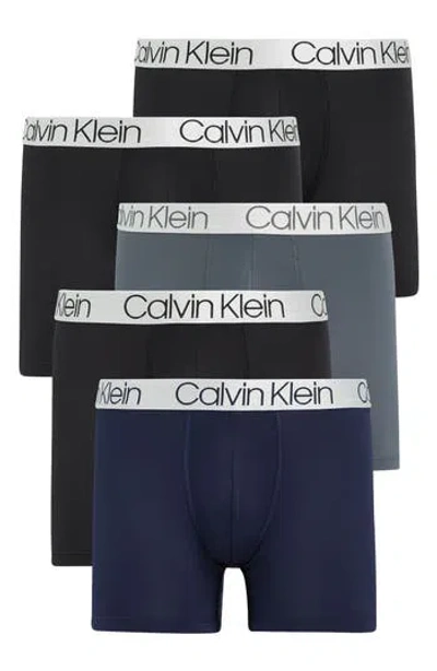 Calvin Klein 4-pack Boxer Briefs In Black/peacoat