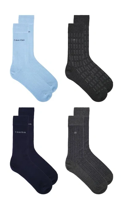 Calvin Klein 4 Pack Combed Cotton Giftbox Dress Crew Socks In Gold