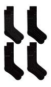 Calvin Klein 4 Pack Rayon Flat Knit Dress Crew Socks In Black