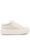 Calvin Klein 50mm Leather Flatform Sneakers In Neutrals