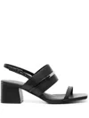 Calvin Klein 55mm Logo-plaque Leather Sandals In Black