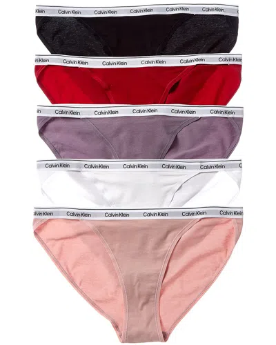 Calvin Klein 5pk Modern Logo String Bikini In Black