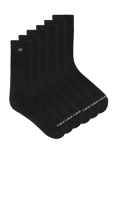 Calvin Klein 6 Pack Basic Cushion Crew Socks In 黑色