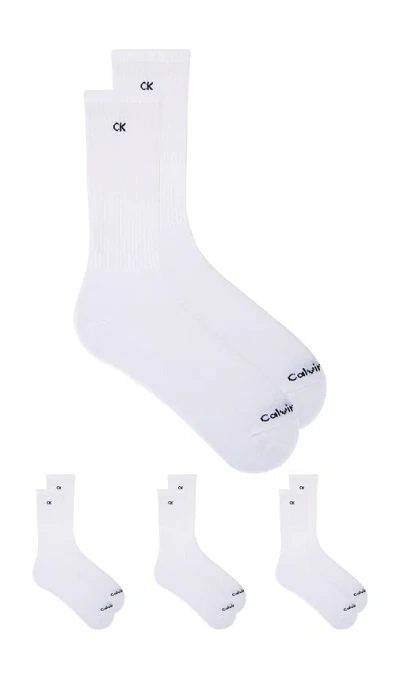 Calvin Klein 6 Pack Basic Cushion Crew Socks In White